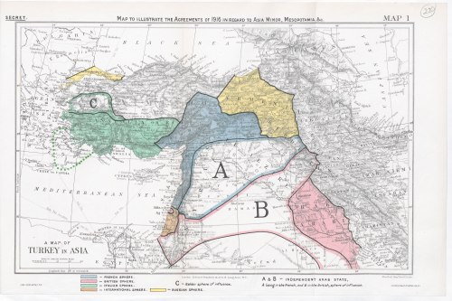 Map of British and French plans for dividing the Ottoman Empire.  (British Library) 
