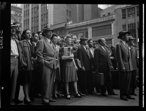 Americans in Times Square learn the news about D-Day